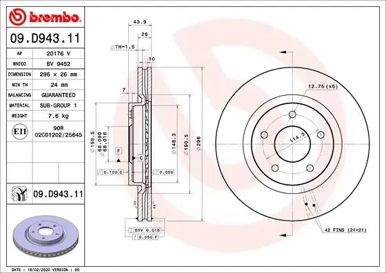 Гальмівні диски передні 09D94311 Brembo