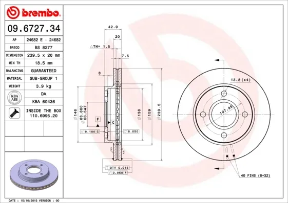 Гальмівні диски передні 09672734 Brembo