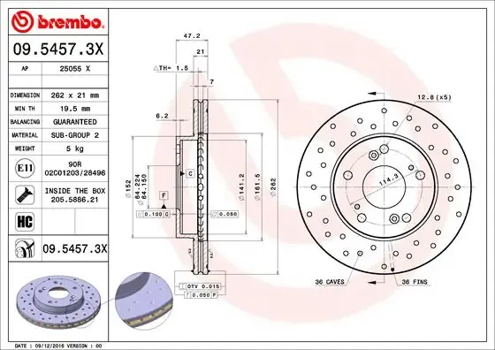 Гальмівні диски передні 0954573X Brembo