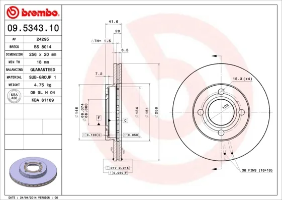 Гальмівні диски передні 09534310 Brembo
