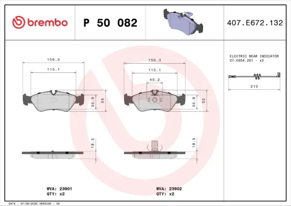 Задні гальмівні колодки P50082 Brembo