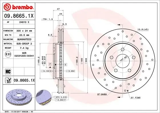 Гальмівні диски передні 0986651X Brembo