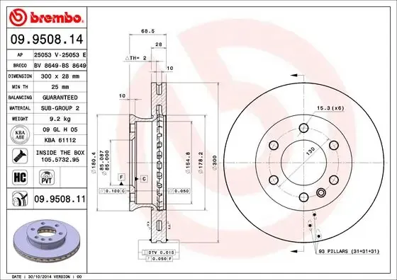 Гальмівні диски передні 09950811 Brembo