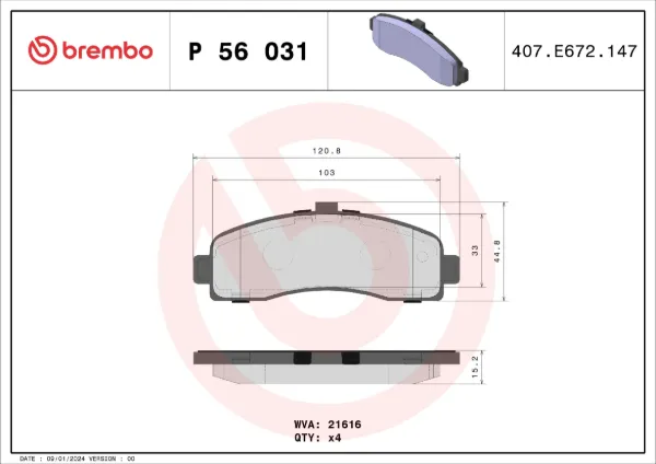 Передні тормозні колодки P56031 Brembo