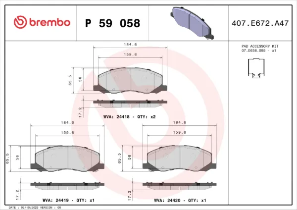 Передні тормозні колодки P59058 Brembo