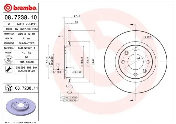 Гальмівні диски передні 08723810 Brembo