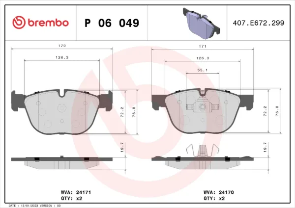 Передні тормозні колодки P06049 Brembo