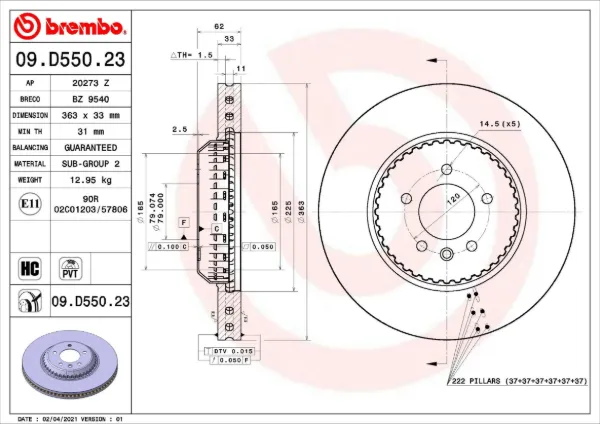 Гальмівні диски передні 09D55023 Brembo