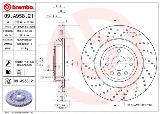 Гальмівні диски передні 09A95821 Brembo