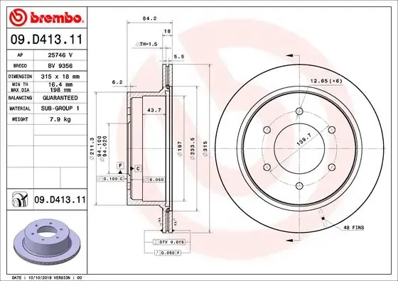 Гальмівні диски 09D41311 Brembo