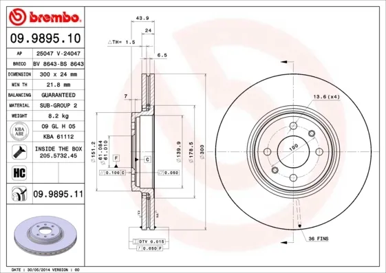 Гальмівні диски передні 09989511 Brembo