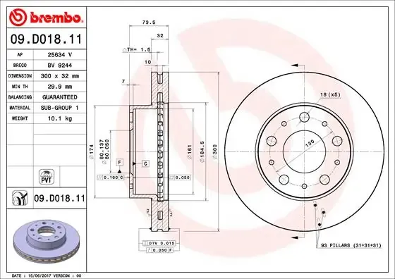 Гальмівні диски передні 09D01811 Brembo