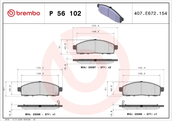 Передні тормозні колодки P56102 Brembo
