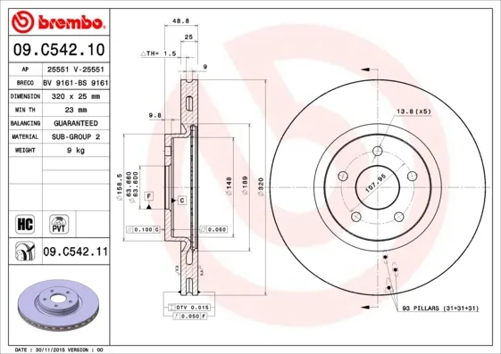 Гальмівні диски передні 09C54211 Brembo