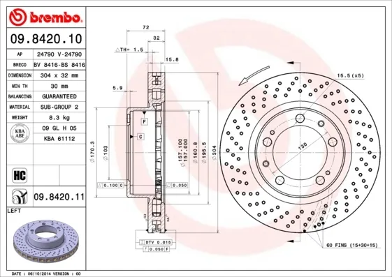Гальмівні диски передні 09842011 Brembo