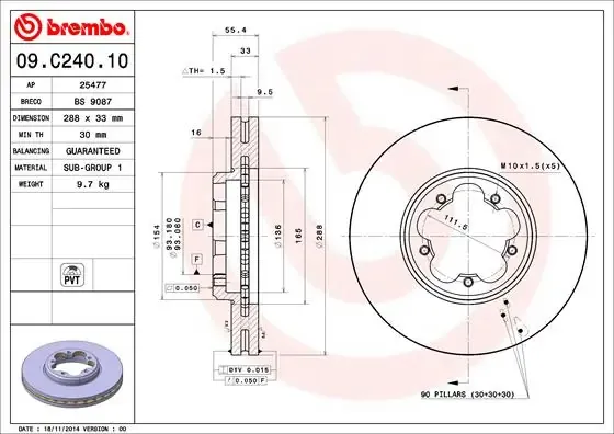 Гальмівні диски передні 09C24010 Brembo