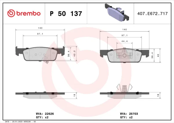 Передні тормозні колодки P50137 Brembo