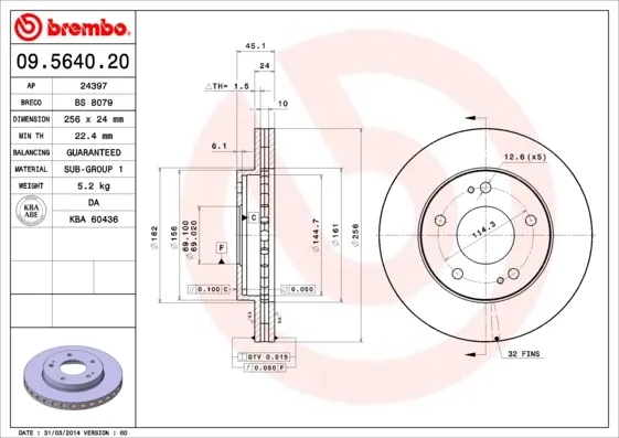 Гальмівні диски передні 09564020 Brembo