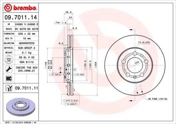 Гальмівні диски передні 09701114 Brembo