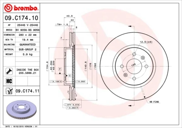 Гальмівні диски передні 09C17411 Brembo