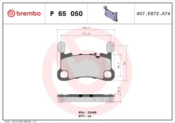 Задні гальмівні колодки P65050 Brembo