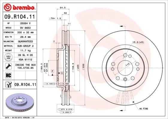 Гальмівні диски передні 09R10411 Brembo