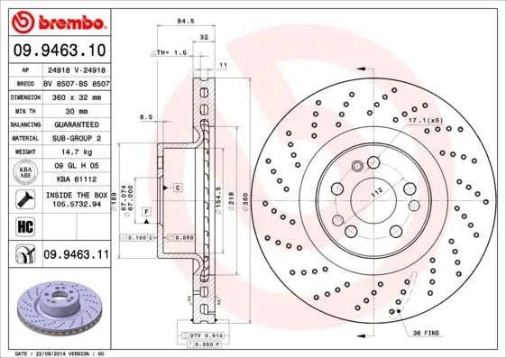 Гальмівні диски передні 09946311 Brembo
