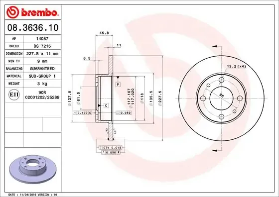 Гальмівні диски передні 08363610 Brembo