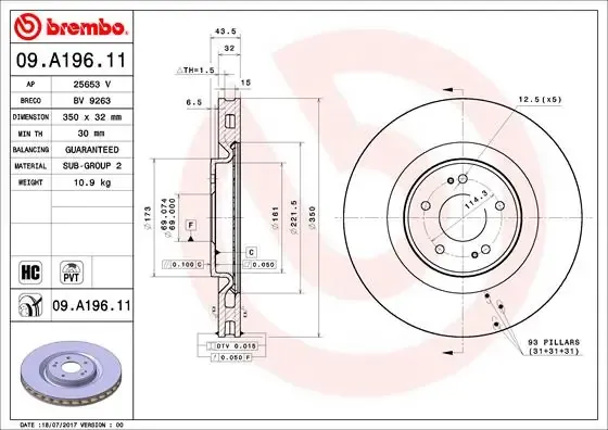 Гальмівні диски передні 09A19611 Brembo