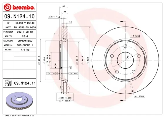 Гальмівні диски передні 09N12411 Brembo