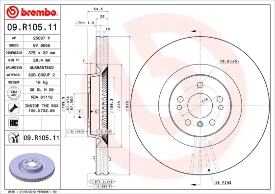 Гальмівні диски передні 09R10511 Brembo