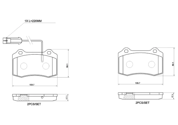 Задні гальмівні колодки P48002 Brembo