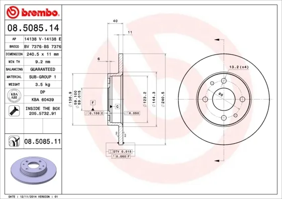 Гальмівні диски передні 08508511 Brembo