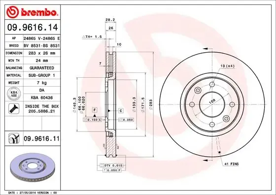 Гальмівні диски передні 09961611 Brembo