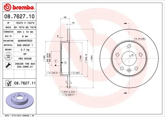 Гальмівні диски 08762710 Brembo