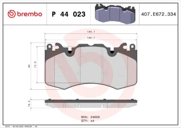 Передні тормозні колодки P44023 Brembo