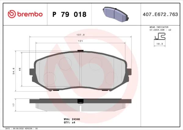 Передні тормозні колодки P79018 Brembo