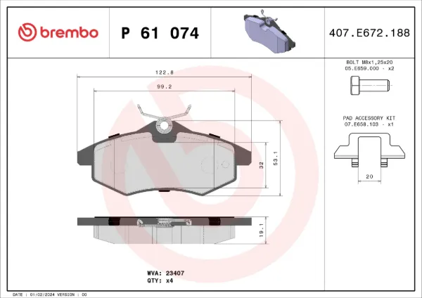 Передні тормозні колодки P61074 Brembo