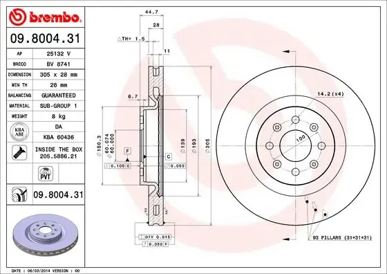Гальмівні диски передні 09800431 Brembo