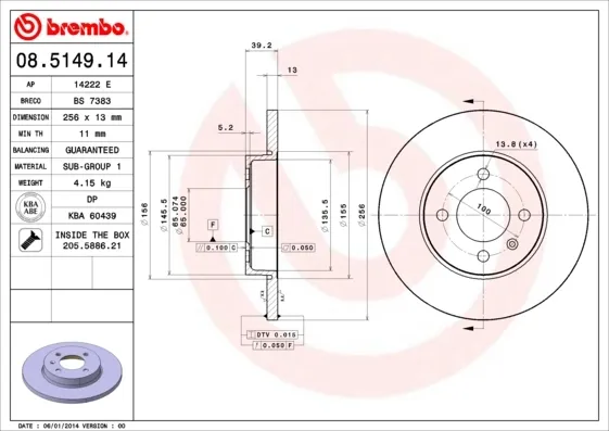Гальмівні диски передні 08514914 Brembo