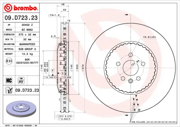 Гальмівні диски передні 09D72323 Brembo