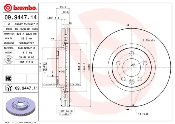 Гальмівні диски передні 09944714 Brembo
