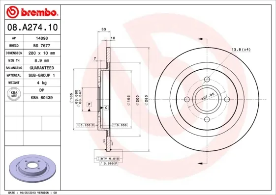 Гальмівні диски 08A27410 Brembo
