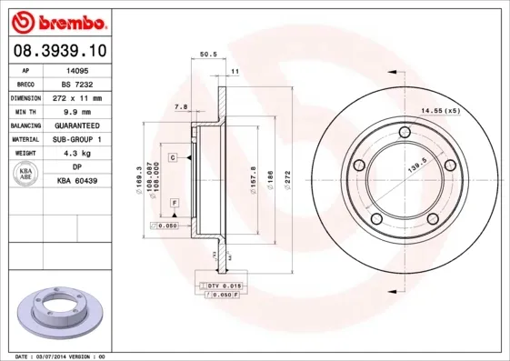 Гальмівні диски передні 08393910 Brembo