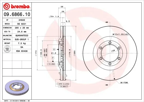 Гальмівні диски передні 09686610 Brembo