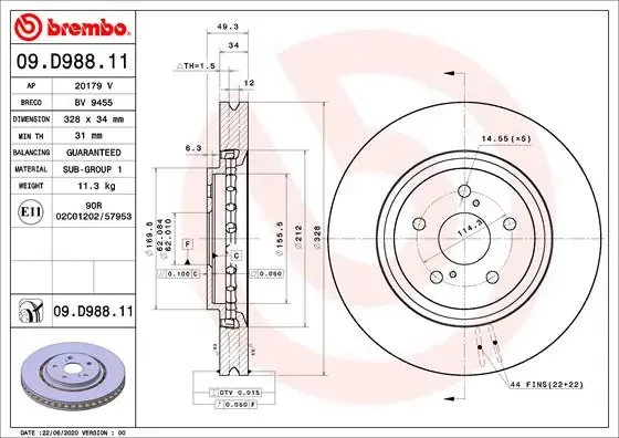 Гальмівні диски передні 09D98811 Brembo