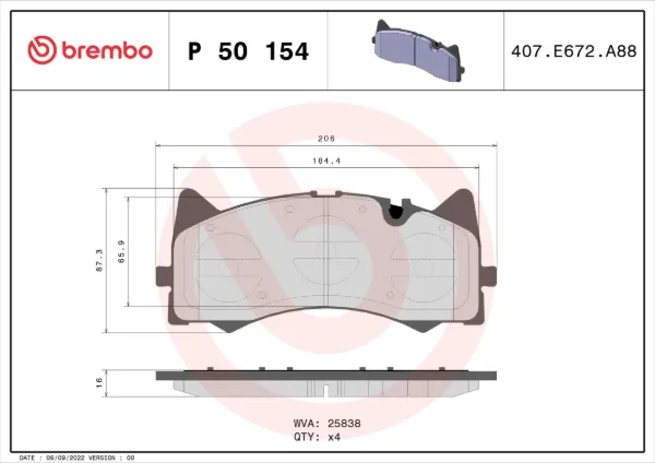 Передні тормозні колодки P50154 Brembo