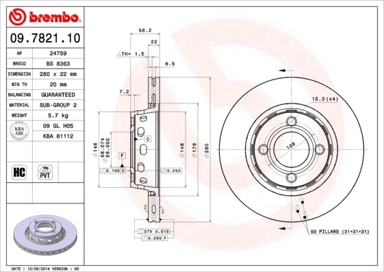 Гальмівні диски передні 09782110 Brembo