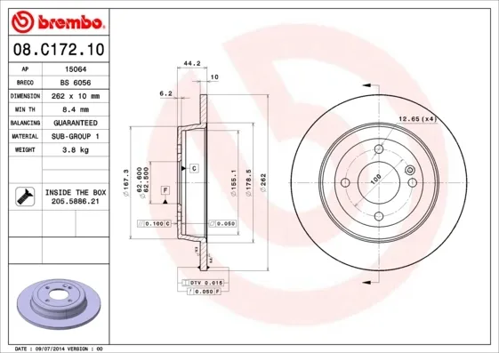 Гальмівні диски 08C17210 Brembo