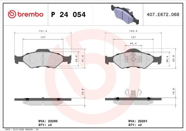 Передні тормозні колодки P24054 Brembo